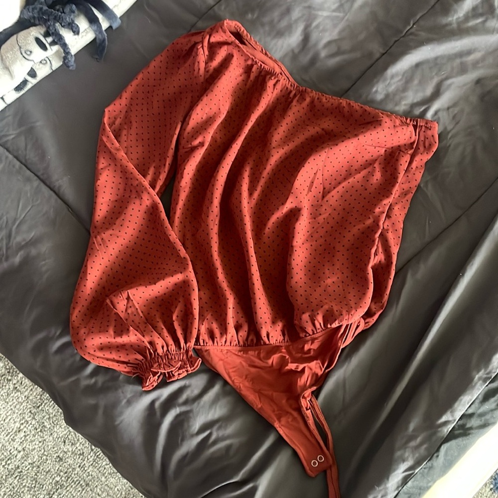 One shoulder AF blouse body suit (rusty red orange)